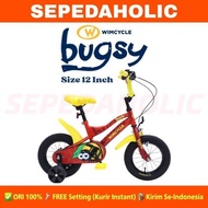 sepeda anak perempuan &amp; laki wimcycle bugsy ukuran 12 inch keranjang - red