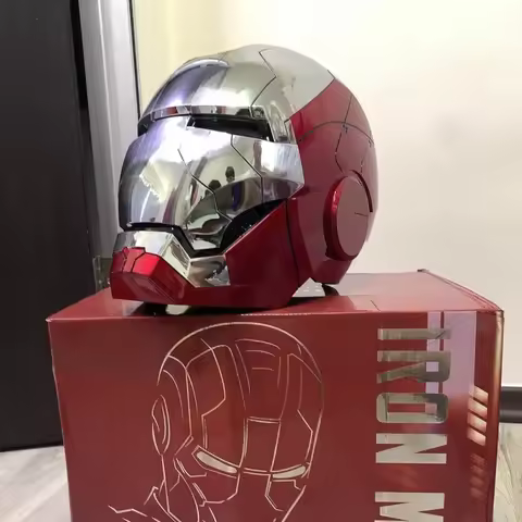 Iron Man MK5 Helmet Electric Opening and Closing, Light-up JARVIS Mask with Touch Sound Effects, Adu
