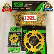 【132L】428 / LC135 / Y125 / 4 Skru / AJI RACING Sprocket Combo Set (Sprocket Belakang 4 Skru)