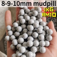 Stok 500g/1KG 8mm 9mm 10mm borong Bebola tanah liat Mud ball mud pill 1kg BROWN Magnetic Hard 加硬泥球Cl