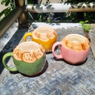 GREEN COCONUT MUG YELLOW/ PINK/ ceramic mug cute mug COCONUT-shaped mug drinking mug cute gift beaut
