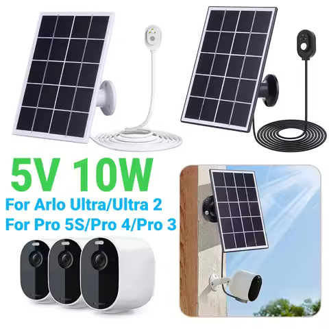 5V 10W High-Efficiency 5V Solar Panel Charger with 360 Adjustable Mount IP65 Waterproof for Arlo Ult