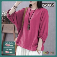 Korean Oversize Batwing 3/4 Sleeve Shirt | Big Size Batwing Top