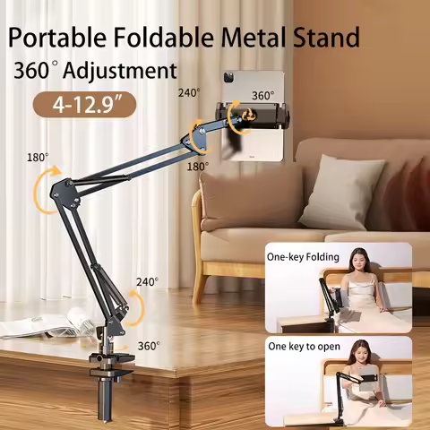 Tablet Stand Holder for Bed Rotatable Phone Stand for 4-12.9" iPad Pro Samsung Tab Xiaomi Pad Tablet
