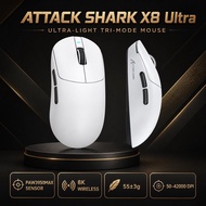 Attack Shark X8 Ultra Tri‑Mode Lightweight Gaming Mouse 55±3g PAW3950Max Sensor 8KHz Adjustable Poll