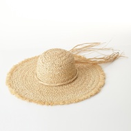 X304 Hand Woven Lafite Tether Decorative Dome Wide Brim Sun Cap Lafite Straw Hat Sunscreen Straw Hat Beach Cap