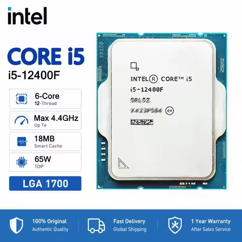 New CPU Intel Core i5 12400F i5-12400F 2.5 GHz 10NM L3=18M 65W LGA 1700 but no fan