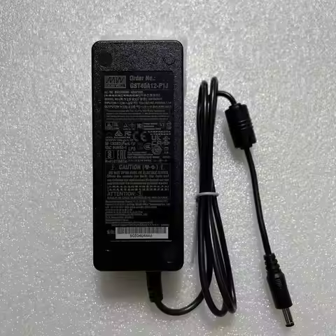 MEAN WELL GST40A12-P1J power adapter for industrial drives with energy-saving AC-DC, providing 5V/7.