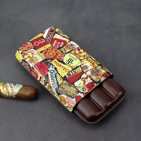 New Style Cigar Case Leather Cigar Cigarrate Box Pocket Cuba Cigar Humidor Holder Smoking Accessorie