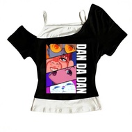 Dandadan Funny Korean Fashion Crop Top - Gyaru Style Summer Party Wear