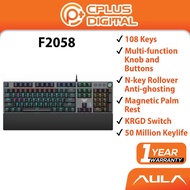 AULA F2058 Wired Mechanical Gaming Keyboard 108 Keys Multi-function Knob Anti-ghosting Magnetic Palm