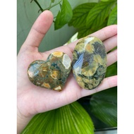 Rainforest JASPER (RHYOLITE) Polished Natural heart and Palm Stone - Natural Polished Palm Stone