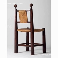 Rattan Chair Simple Backrest Chair Medieval Household Solid Wood Leisure Dining Chair Grass Cafe B &