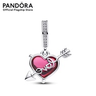 Pandora Heart and arrow sterling silver dangle with clear cubic zirconia and red Murano glass เครื่องประดับ ชาร์ม ชาร์มสีเงิน สีเงิน ชาร์มเงิน เงิน ชาร์มสร้อยข้อมือ ชาร์มแพนดอร่าหัวใจสีแดง