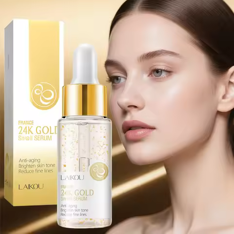 24k Gold Snail Face Serum Moisturizing Anti-Aging Brighten Tighten Repairs Skin Shrinks Pores Improv