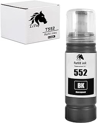 LiTuhorse Compatible Refill Ink Bottles Replacement for Epson 552 Ink Ultra-high Capacity Bottle Black (T552020-S) Works with EcoTank Photo ET-8500 ET-8550 8550, 70ml T552 BK, Non-Sublimation
