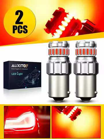 AUXITO 2Pcs P21W BA15S LED Red Stop Brake Light 1156 1157 7507 P21/5W Car Bulb LED Lamp Reverse Brak