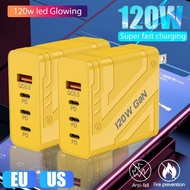 120W 1USB+3PD Fast Charging Charger - EU/US Plug 5V 2A Travel Charger Adapter - 4 Ports QC5.0 USB C 