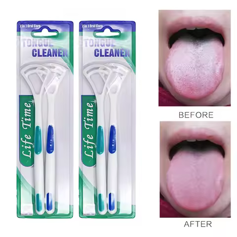 2set Tongue Brush Tongue Cleaner Scraper Cleaning Tool Dental Oral Hygiene Care Clean Dental Care To