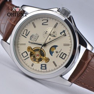 Orient Mens sun and Moon เวอร์ชั่น 3 นาฬิกาอัตโนมัติ/ไขลานของญี่ปุ่นพร้อมคริสตัลแซฟไฟร์สแตนเลสสตีลและนาฬิกาชุดหนัง นาฬิกาข้อมือผู้ชายสแตนเลสสตีลโครโนกราฟนาฬิกาหนังพร้อมกล่องของขวัญที่สวยงามนาฬิกาข้อมือผู้ชายแฟชั่นธุรกิจ ความแม่นยำแบบคลาสสิก