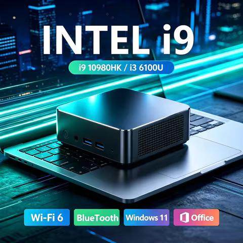 I9 MINI Gaming Computer Intel Core I9 10980HK/Core I3 6100U MINI PC 16GB DDR4 2048GB SSD WiFi 6 BT5.