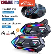 Y20MAX Wireless Motorcycle Helmet Intercom Bluetooth Headset IPX6 Waterproof RGB Light