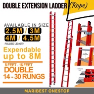 2.5m-4.5m 8-16Feet Double Extension Fiberglass Telescopic Ladder Roped Operated Multi Purpose Foldab