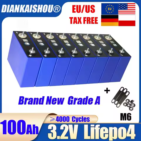 DIANKAISHOU 100Ah Lifepo4 Battery 3.2V Cells DIY Combination 12V 24V 48V Batteries Outdoor Home Off-