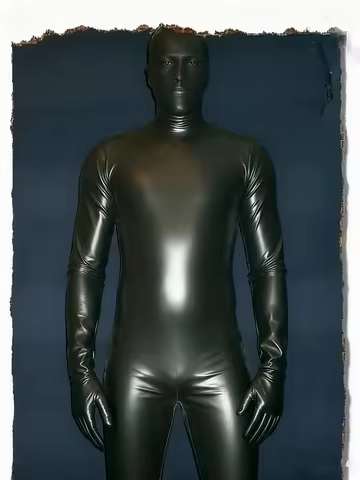 Black Latex Full Body Suit Bodysuit Erotic Lingerie Club Gloves Catsuit Mask