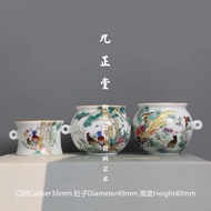 Jambul / Murai batu / Shama Bird food cup 3 piece set - Jiuzhengtang hand painted porcelain - Bird C