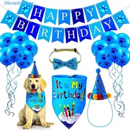 SEPTEMBER Dog Birthday Bib and Party Hat, Cute Cartoon Pet Birthday Party Set, Dog Sequins Hat Decor
