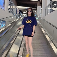 ALO unisex daily loose and versatile top trendy brand pure cotton letter printed short sleeved shirt