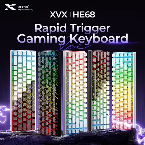 XVX HE68 Wired Magnetic Keyboard with IMD Topographic Keycaps Semi-Aluminum 65% Hot-Swap Gaming Keyb
