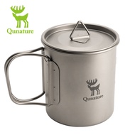 Qunature ไทเทเนี่ยมน้ำหนักเบาแก้วตั้งแคมป์พับได้ถ้วยสำหรับออกแคมป์บนโต๊ะอาหารแบบพกพาอุปกรณ์ทำอาหารกล