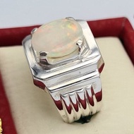蛋白石戒指 天然白蛋白石 澳洲蛋白石戒指 手工飾品 純銀 蛋白石 戒指