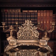 義大利 新古典風格大型天使黃銅信件墨水置筆台