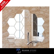 7pcs S Hexagon Mirror Wallpaper Mirror Sticker Home Decor BN26