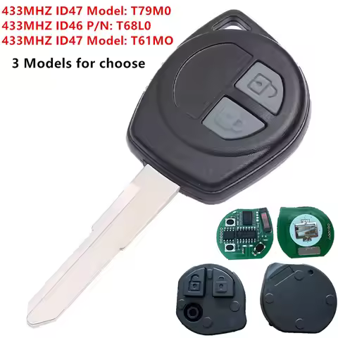 KEYECU Replacement Complete Head Remote Key Fob 2 Button 433MHZ T61M0/T79M0 ID47,T68L0 ID46 for Suzu