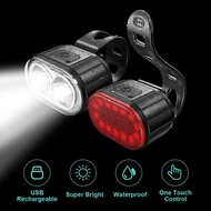 Bike Light Set 4/6 Modes Waterproof IPX5 USB Rechargeable 350 Lumen Super Bright Bike Lights Front a
