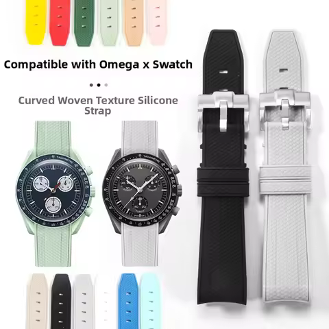 For Omega & Swatch Rolex 20mm Curver Watch Strap MoonSwatch Planet Snoopy Silicone WatchBand Wristba