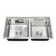 Global House KOCH KITCHEN อ่างล้างจานสเตนเลส 2 หลุม SUS304 78x43x22 ซม. HALLOW-2 รับประกันของเเท้