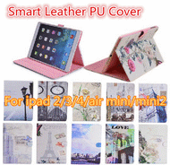 [Smart Sleep Leather Cover][For ipad 2/3/4 5/air mini/mini2] Cartoon Design Flip Leather PU Case + Hard Smooth PC Back Protector Sleep-Wake up Function 2014 New!!!