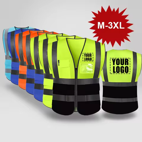 Reflective Safety Vest Custom LOGO TEXT High Visibility Work Vest Construction Work Uniforms Enginee