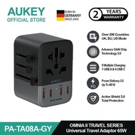 Aukey Universal Travel Adapter GAN Type C 65W 5 Multiple Ports UK US EU Mode 1 USB a & 4 USB-C - PA-