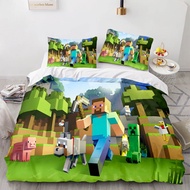 BS2D Cross-Border Digital Printing Minecraft Game Pattern Bedding Three-Piece Set Boy Set Foreign Tr