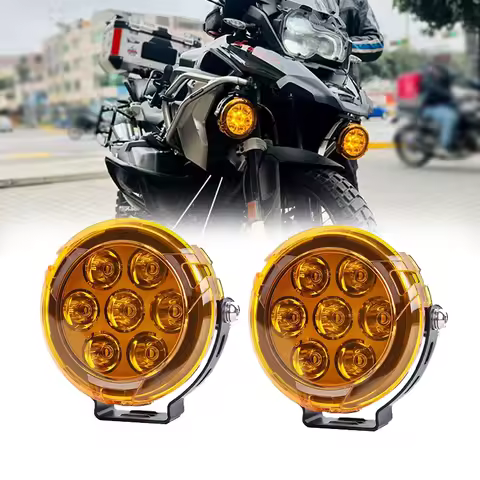 New 4.5inch Moto Lights With High Low Beam Amber Yellow DRL ADV Enduro Street GR Motorcycle Aux Exte
