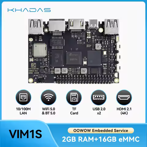 Khadas VIM1S single board computer Amlogic S905Y4 2GB 16GB SBC Support 2.4G/5G WiFi Bluetooth 5.0, M