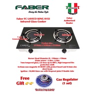 Faber Infrared Gas Cooker FC LAVICO KING 8152 Infrared Tempered Glass Cooker Gas Stove (Infrared Burner) + Milux L.P.G Low Pressure Gas Regulator M-168HPH