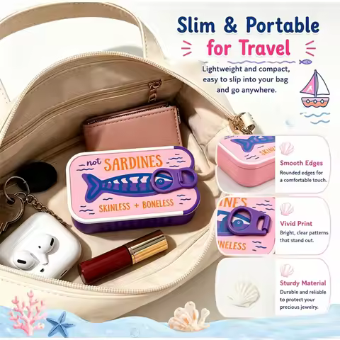 Novelty Sardine Can Jewelry Storage Boxs Travel Earring Ring Holder Case Multi Color Mini Sardine Ti