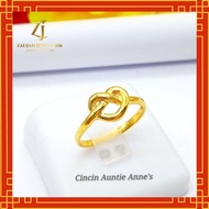 Cincin Auntie Anne's Pretzel Simpul Emas Tulen 916 | 22K Pure Gold Knot Love Silang Ring